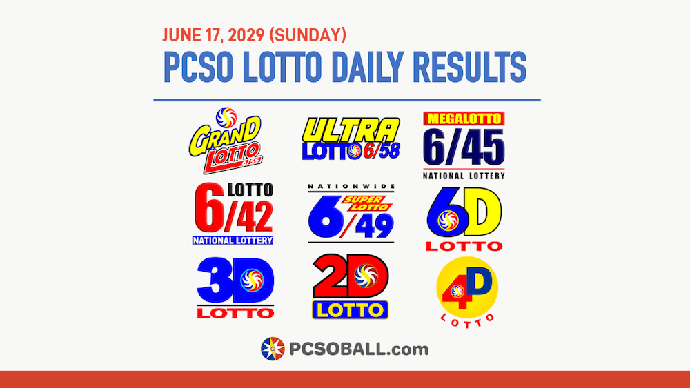 June 17, 2029 (Sunday) PCSO Lotto Results