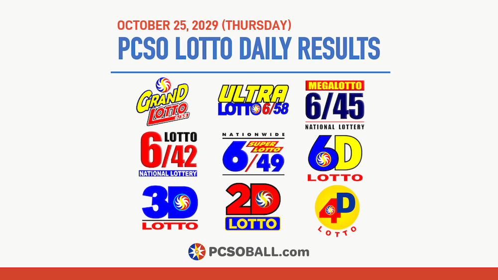 October 25, 2029 (Thursday) PCSO Lotto Results